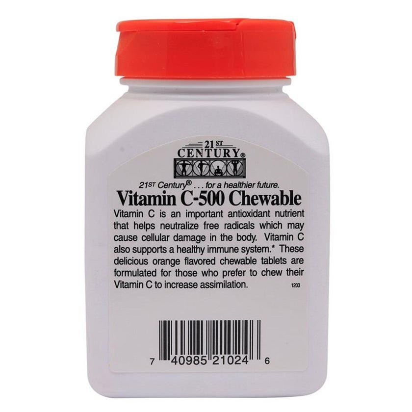 21st Century C-500 Chewable Vitamin C Tablets For Antioxidant & Immunity Support, Pack of 110's