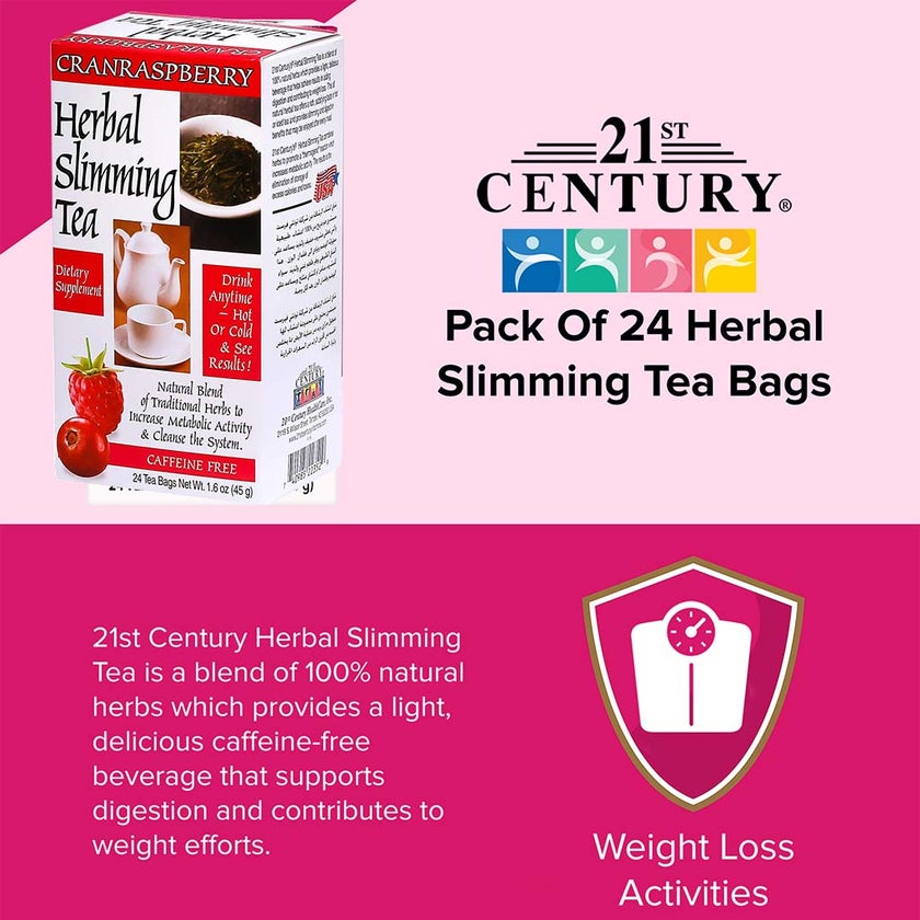 21st Century Herbal Slimming Tea Bag, CranRaspberry, Pack of 24's