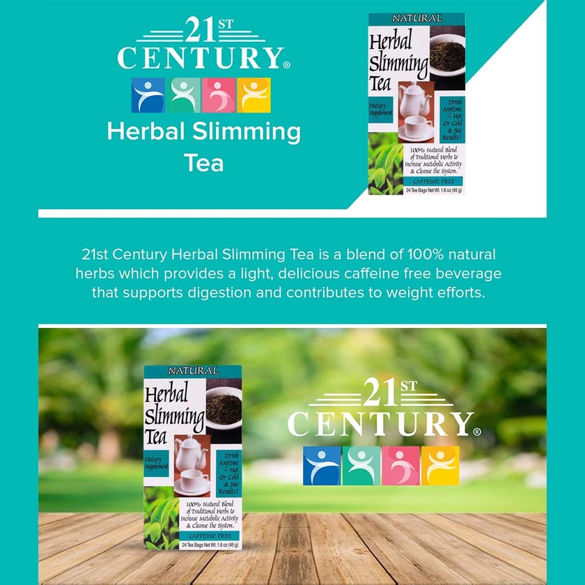 21st Century Herbal Slimming Natural Tea Bag, Pack of 24's