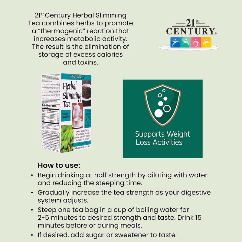 21st Century Herbal Slimming Natural Tea Bag, Pack of 24's