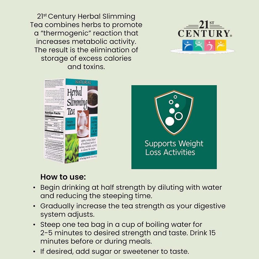 21st Century Herbal Slimming Natural Tea Bag, Pack of 24's