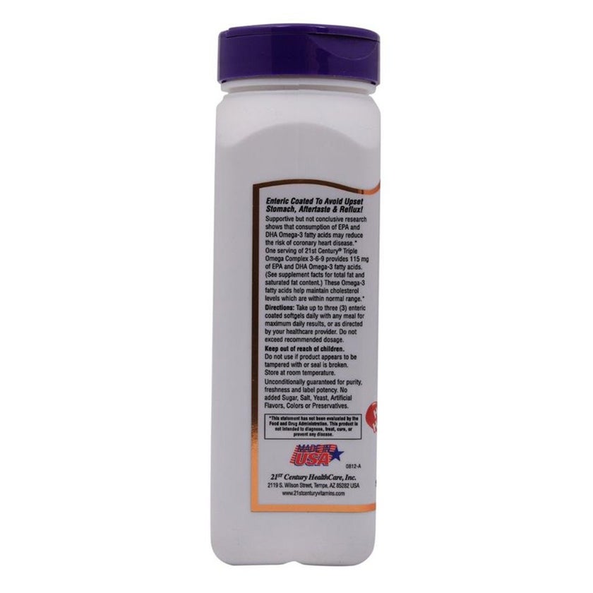 21st Century Triple Omega 3 6 9 Flaxseed Oil, Borage Seed Oil, Fish Oil Supplement Softgels, Pack of 90's