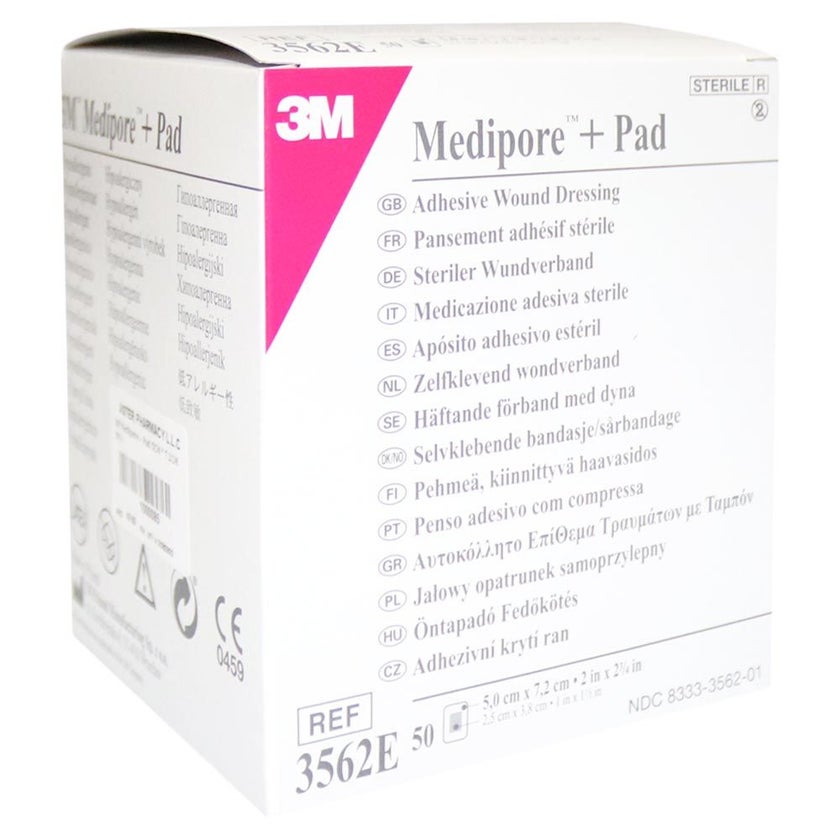 3M Medipore + Pad 5 x 7.2cm, Pack of 50's
