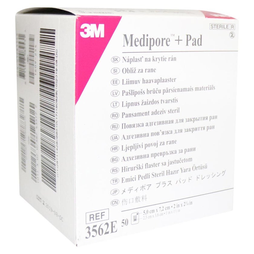 3M Medipore + Pad 5 x 7.2cm, Pack of 50's