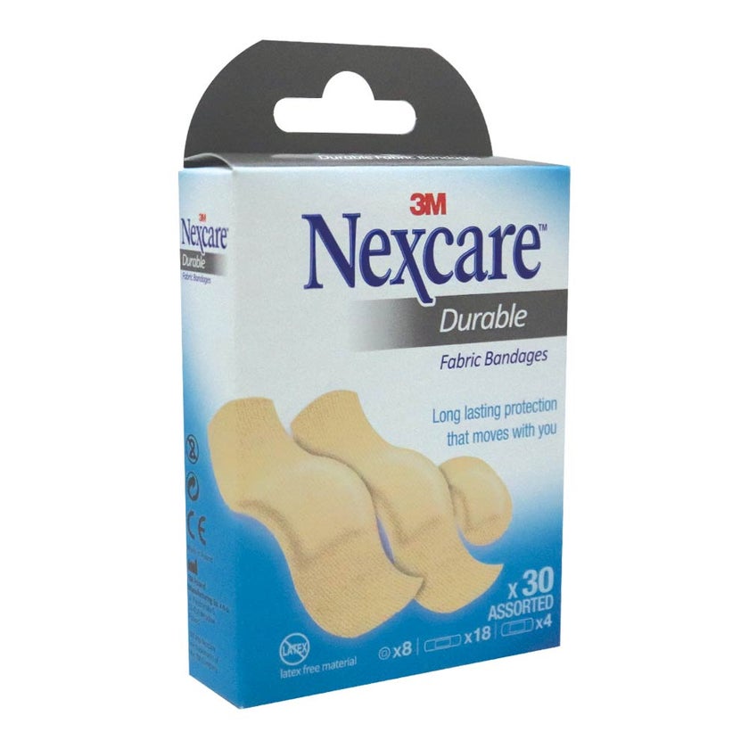 3M Nexcare Durable Fabric Bandage Assorted, Pack of 30's