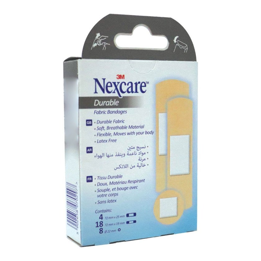 3M Nexcare Durable Fabric Bandage Assorted, Pack of 30's