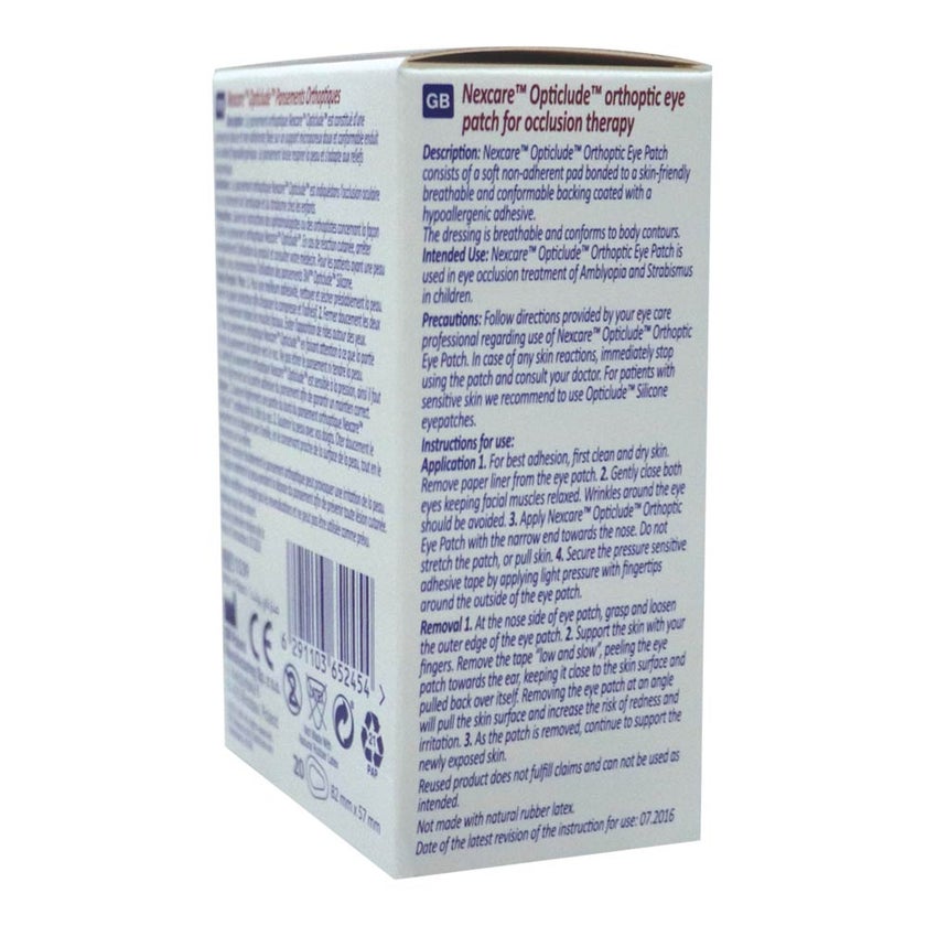 3M Nexcare Opticlude Eye Patch Regular, Pack of 20's - 1539