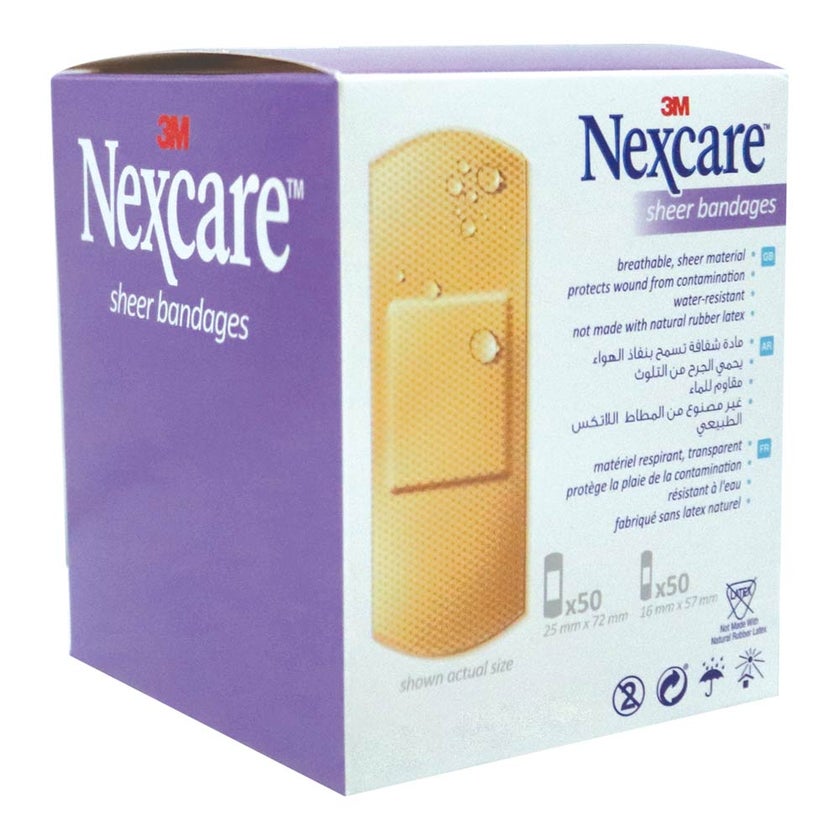 3M Nexcare Sheer Assorted Bandages, Pack of 100's