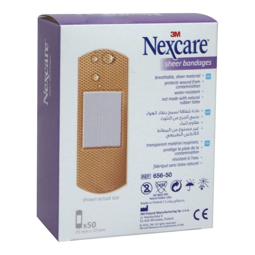 3M Nexcare Sheer Bandages One Size, Pack of 50's
