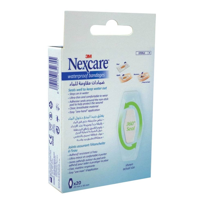 3M Nexcare Waterproof Bandages, Pack of 20's