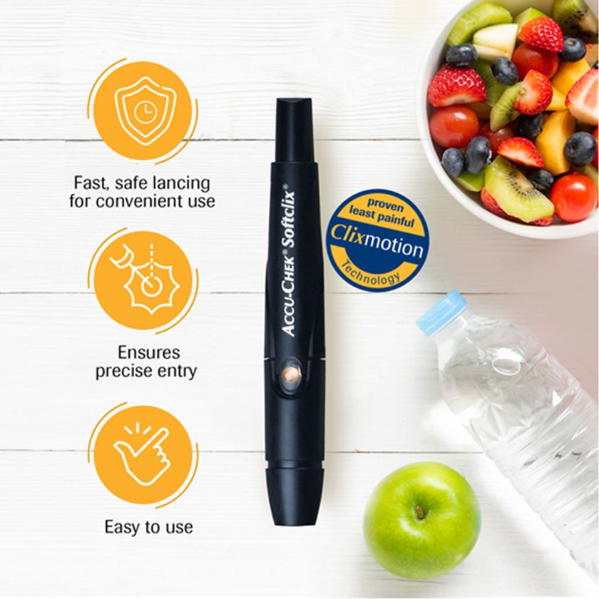 Accu-Chek Softclix Prikpen, Lancing Device For Painless Diabetic Blood Glucose Testing