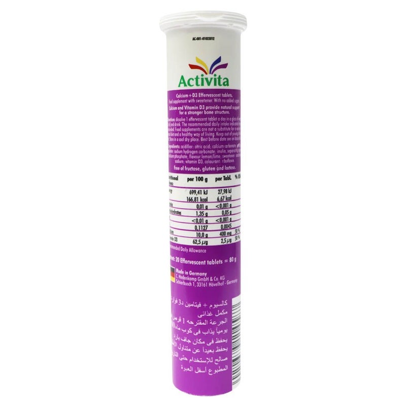 Activita Calcium + Vitamin D3 Effervescent Tablets 20's
