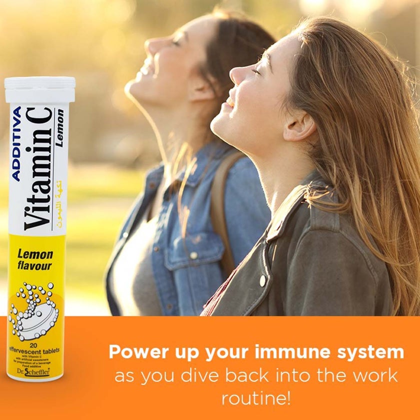 Additiva Vitamin C 1000MG Lemon Effervescent Tablets, Pack of 20's