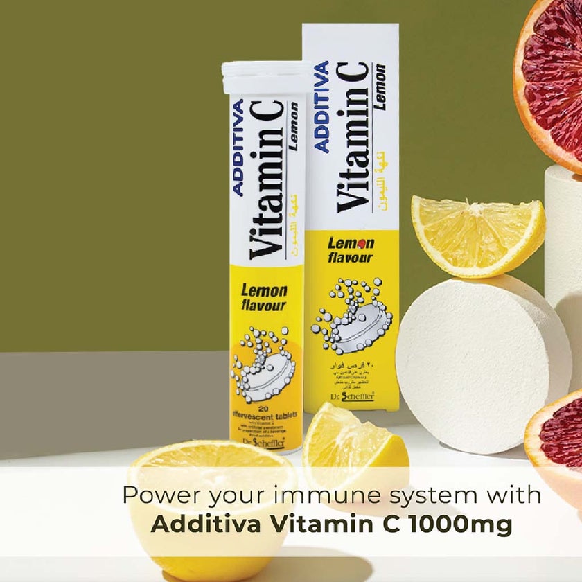 Additiva Vitamin C 1000MG Lemon Effervescent Tablets, Pack of 20's