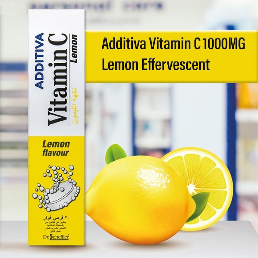 Additiva Vitamin C 1000MG Lemon Effervescent Tablets, Pack of 20's