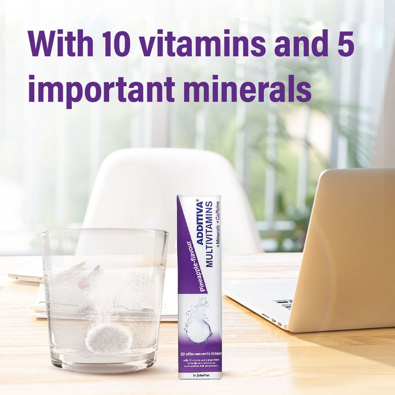 Additiva Multivitamin, Minerals, Caffeine Effervescent Tablets, Pack of 20's