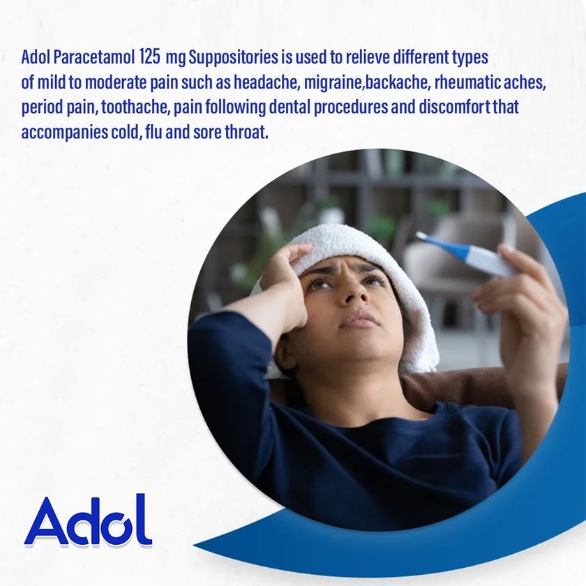 Adol Paracetamol 125mg Suppositories, Pack of 10's