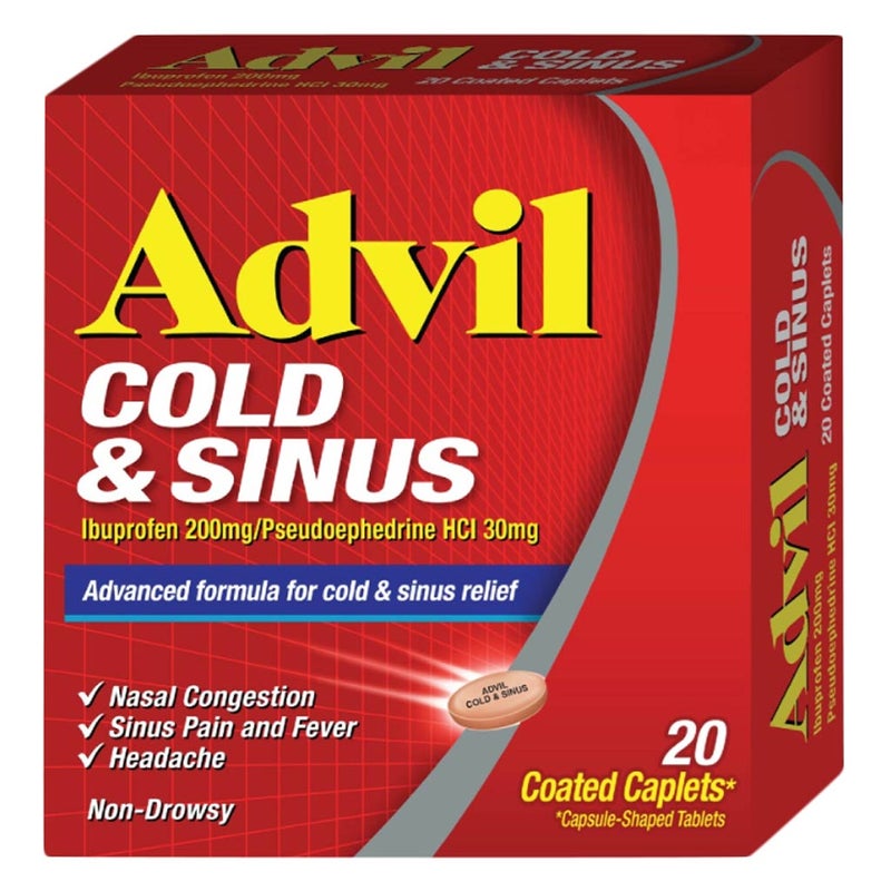 Advil Cold & Sinus Caplets, Pack of 20's