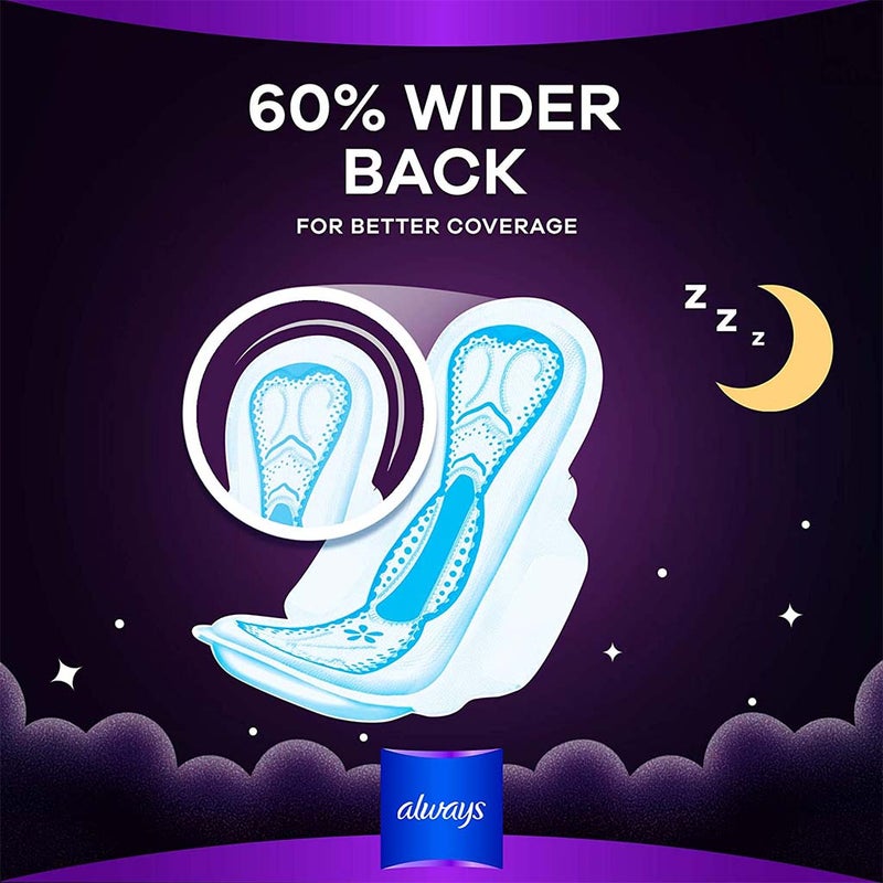 Always Clean & Dry Maxi Thick Night Sanitary Pads With Wings, Pack of 8's