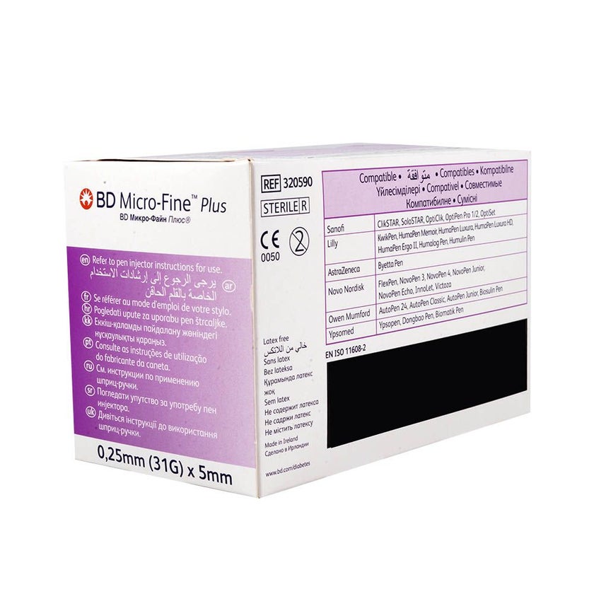 BD Micro-Fine Plus Insulin Pen Needles 31G x 5 mm, Pack of 100's