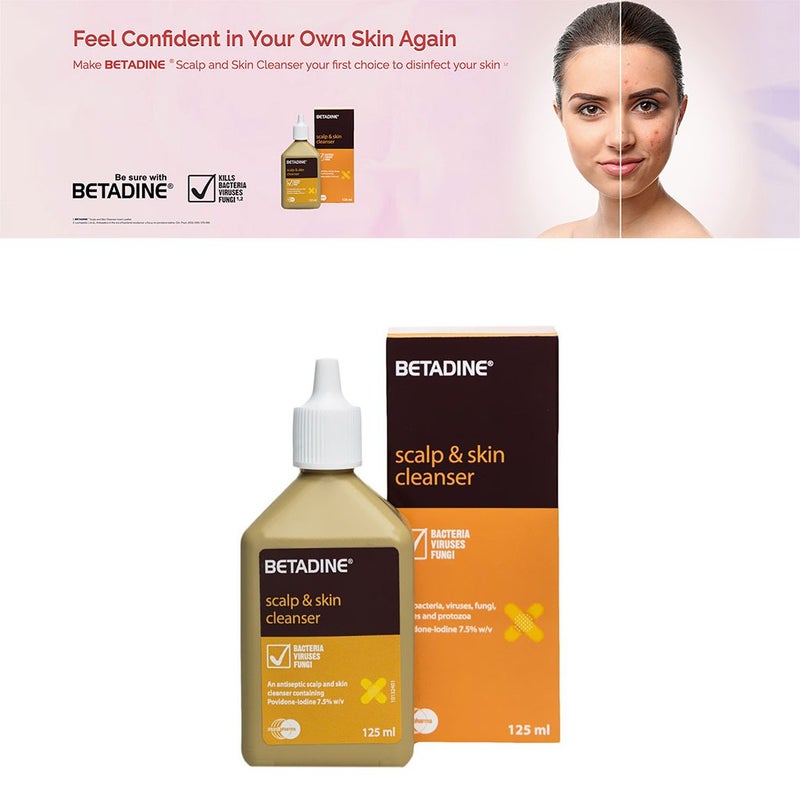 Betadine Povidone Iodine Scalp & Skin Cleanser 125ml