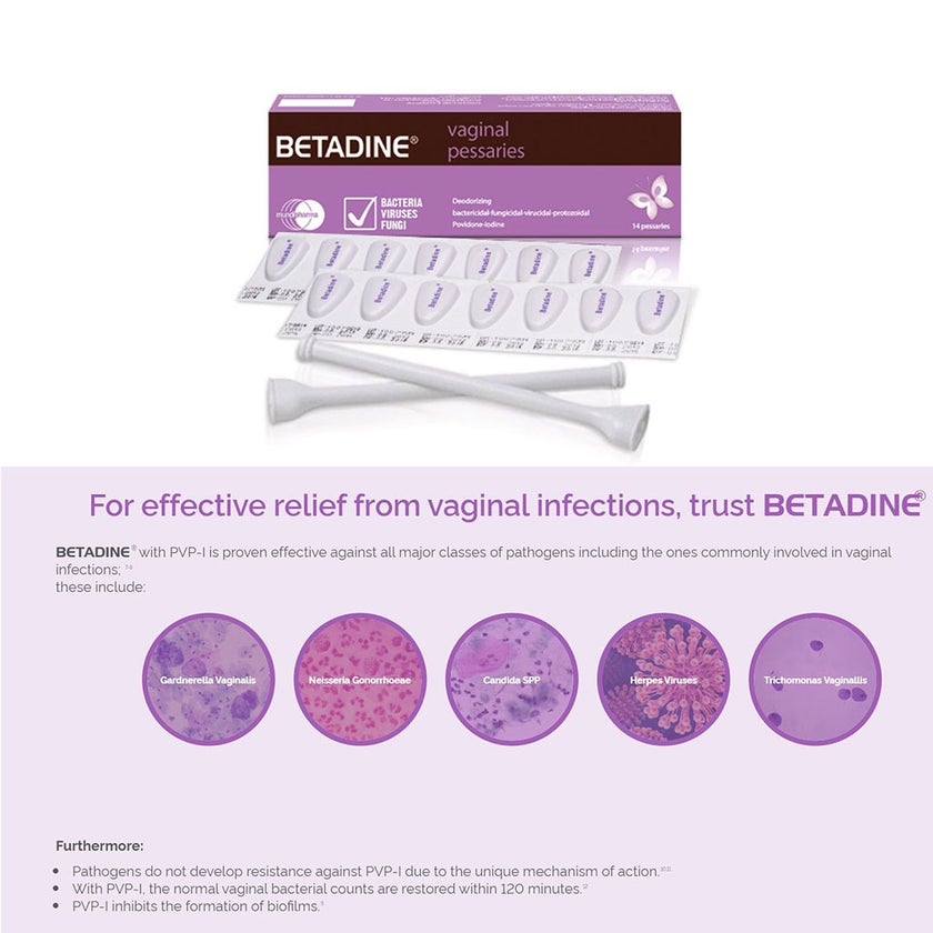 Betadine Vaginal Pessaries, Pack of 14's