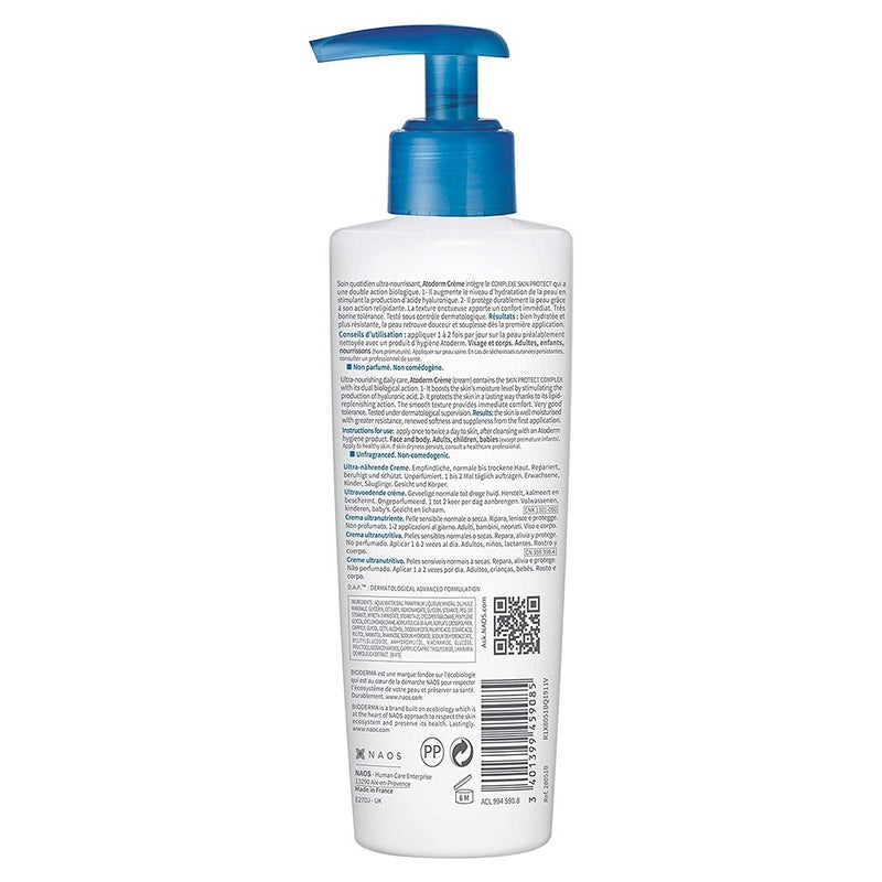 Bioderma Atoderm Ultra-Nourishing & Protecting Cream for Normal to Sensitive Dry Skin 200 mL