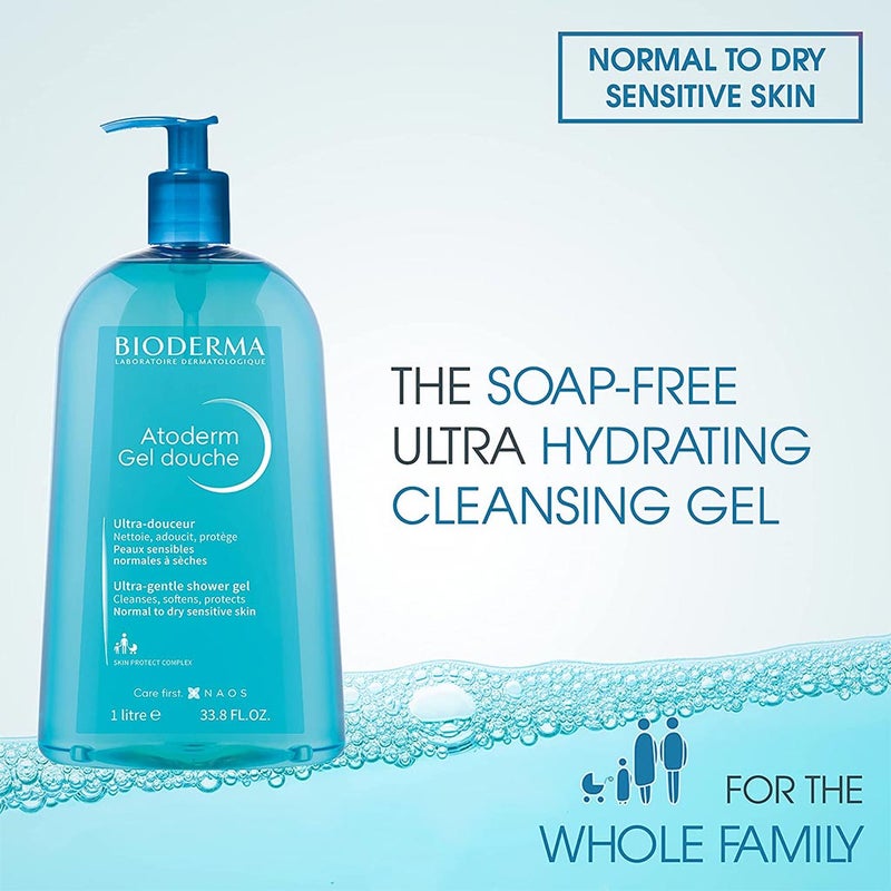 Bioderma Atoderm Shower Gel For Normal And Dry Sensitive Skin, Soap-Free 1L