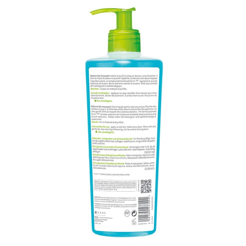 Bioderma Sebium Moussant Purifying Cleansing Foaming Gel For Combination To Oily Skin 500 mL