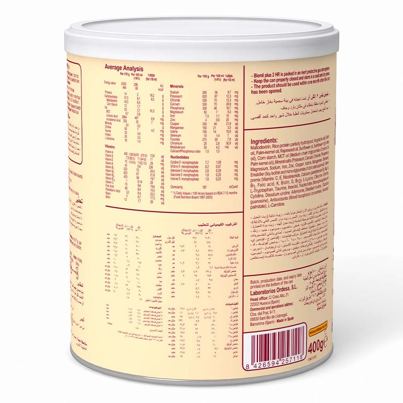 Blemil Plus Stage 2 HR Hydrolyzed Rice Protein Infant Milk Formula For 6+ Months With Cow Milk Allergy 400g