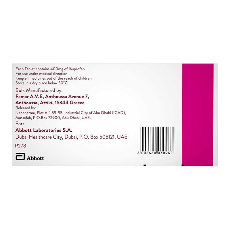 Brufen 400mg Tablets For Fever & Pain Relief, Pack of 30's