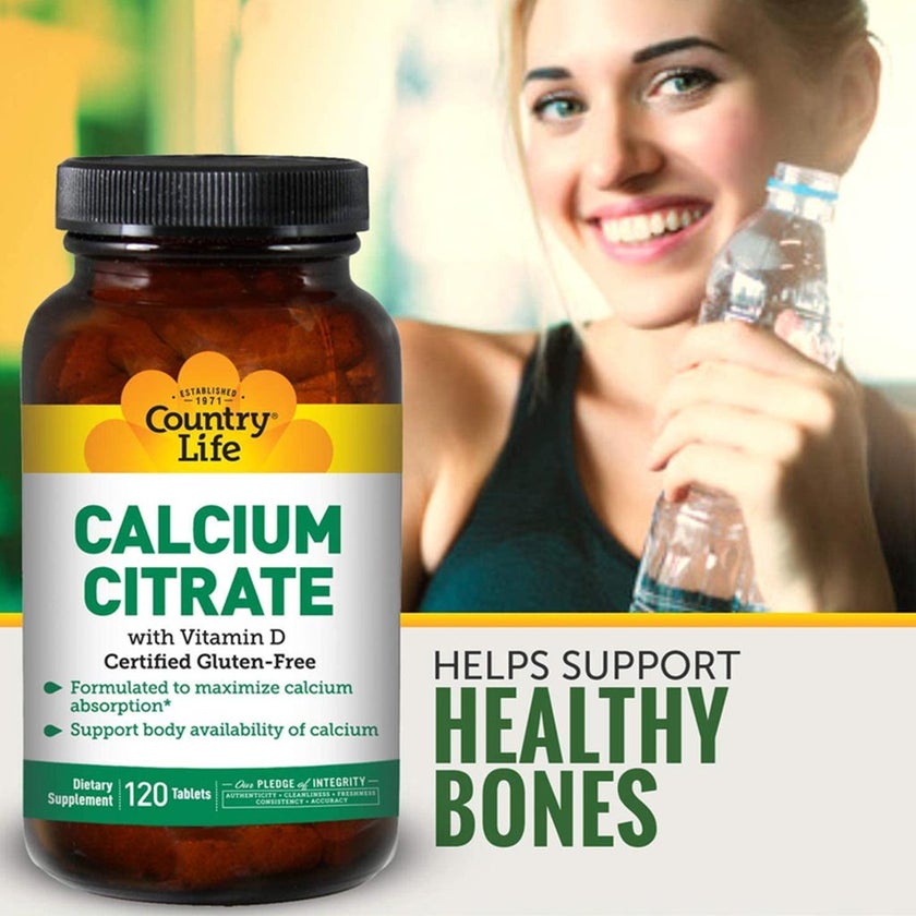 Country Life Calcium Citrate With Vitamin D Tablets For Bone Health, Pack of 120's