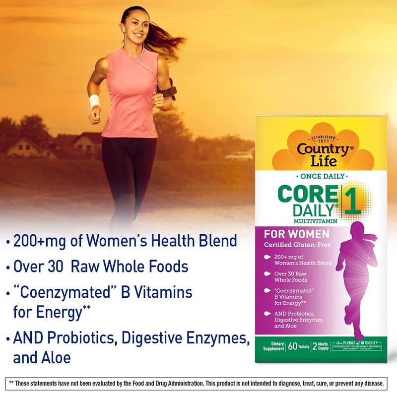 Country Life Core Daily 1 Multivitamin Supplement Tablets For Women 50+, Pack of 60's