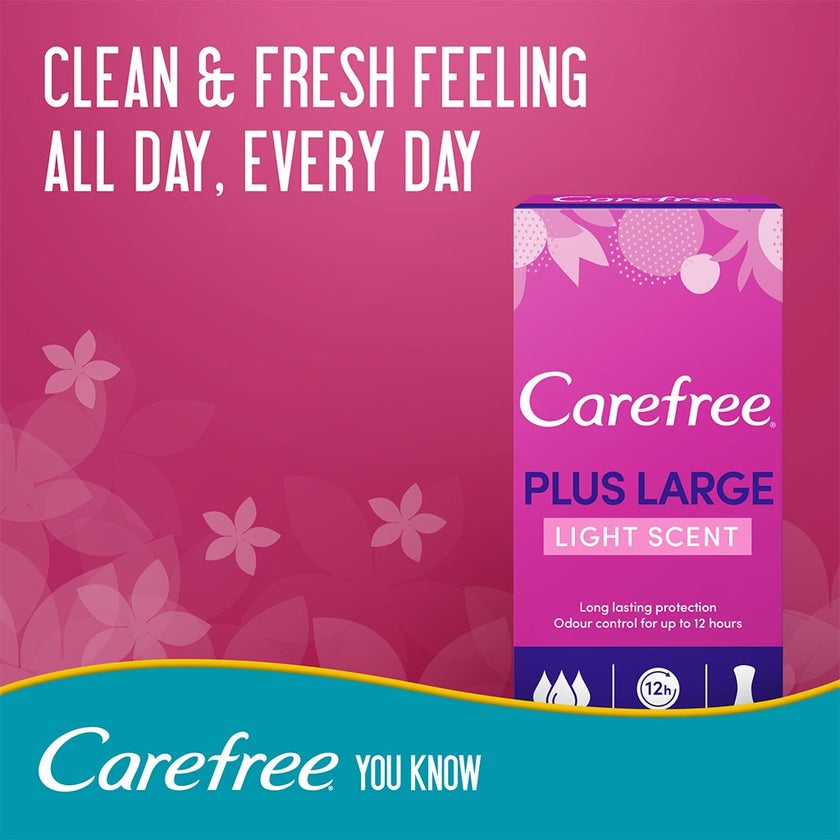 Carefree Plus Large Light Scented Panty Liners, Pack of 20's