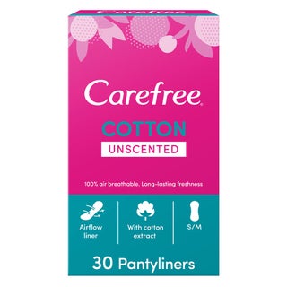 Carefree Breathable Cotton Unscented Panty Liners, Pack of 30