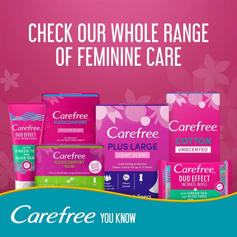 Carefree Breathable Cotton Unscented Panty Liners, Pack of 30
