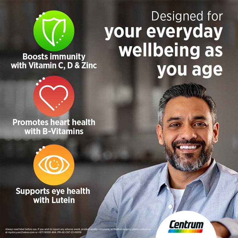 Centrum Silver With Lutein 50+ Adult Multivitamin Supplement Tablets, Pack of 30's