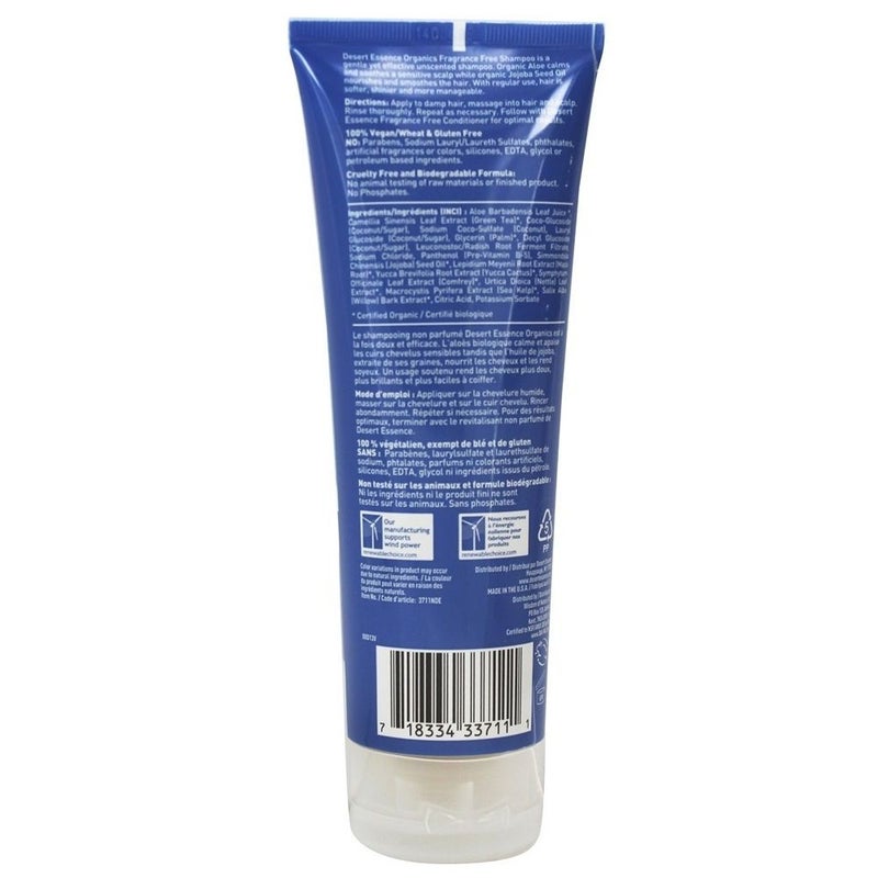 Desert Essence Organics Fragrance Free Shampoo 8 fl oz, 237 mL