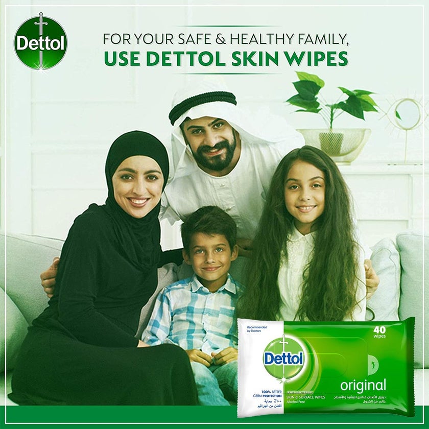 Dettol Anti-Bacterial Wipes, Pack of 40's