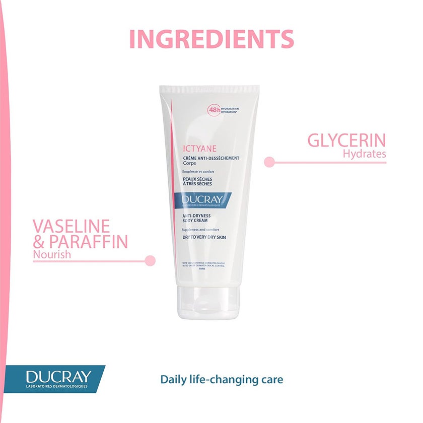 Ducray Ictyane Emollient Nutritive Cream For Face & Body 200ml