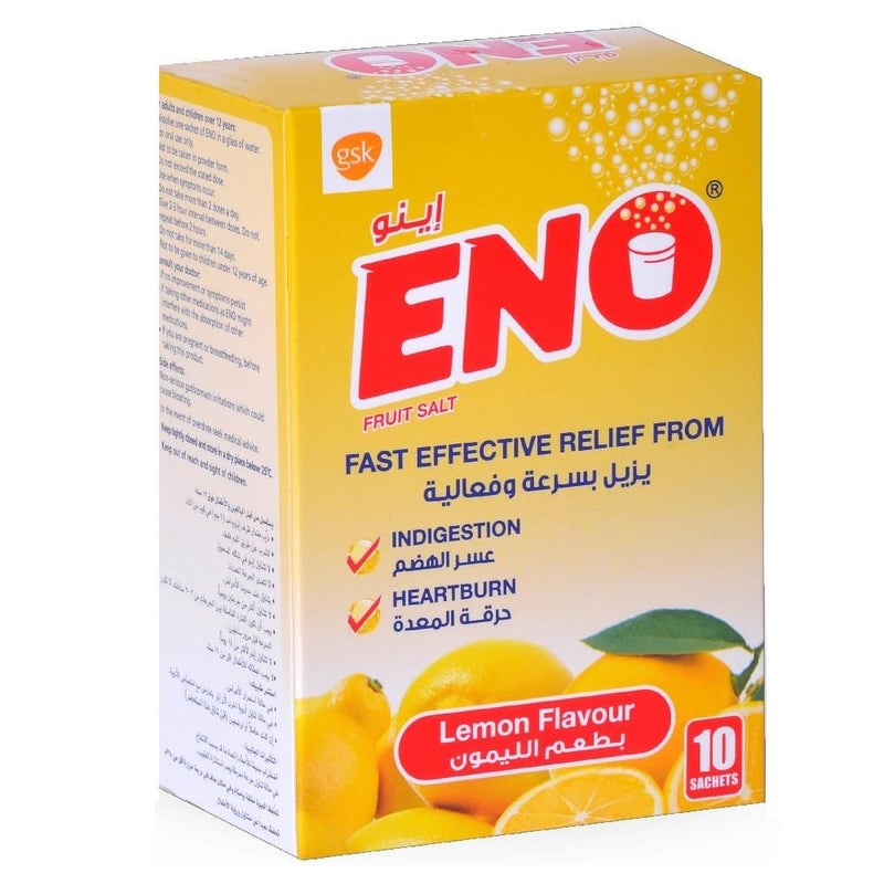 ENO Sachets For Indigestion And Heartburn Lemon Flavour 5g, Pack of 10's