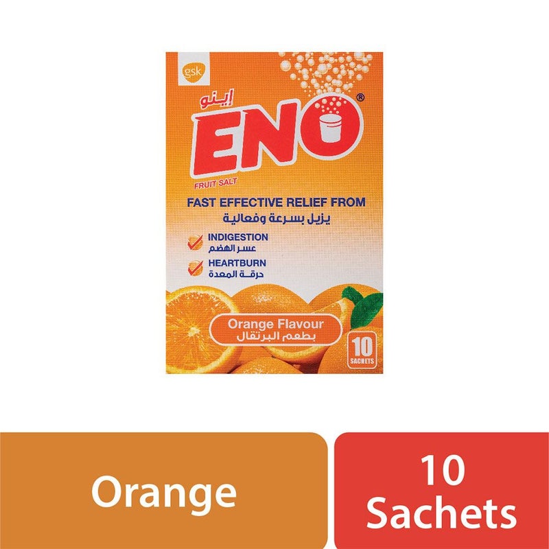ENO Sachets For Indigestion And Heartburn Orange Flavour 5g, Pack of 10's
