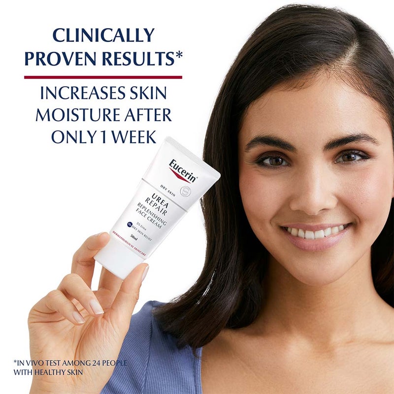 Eucerin UreaRepair 5% Urea Replenishing Face Cream For Dry Skin 50ml