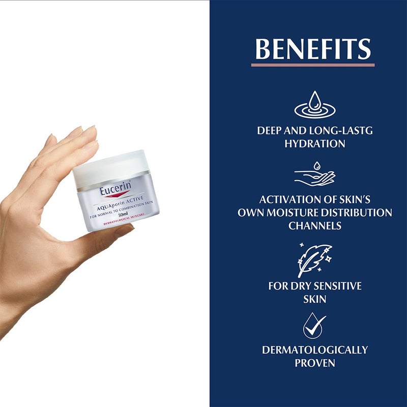 Eucerin Aquaporin Active Light Moisturizer Cream For Normal To Combination Skin 50ml