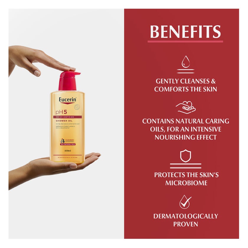 Eucerin pH5 Daily Body Cleansing Shower Oil For Very Dry & Sensitive Skin 400ml