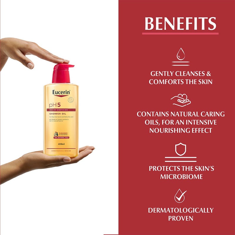 Eucerin pH5 Skin Protection Moisturizing Shower Oil For Very Dry & Sensitive Skin 400ml