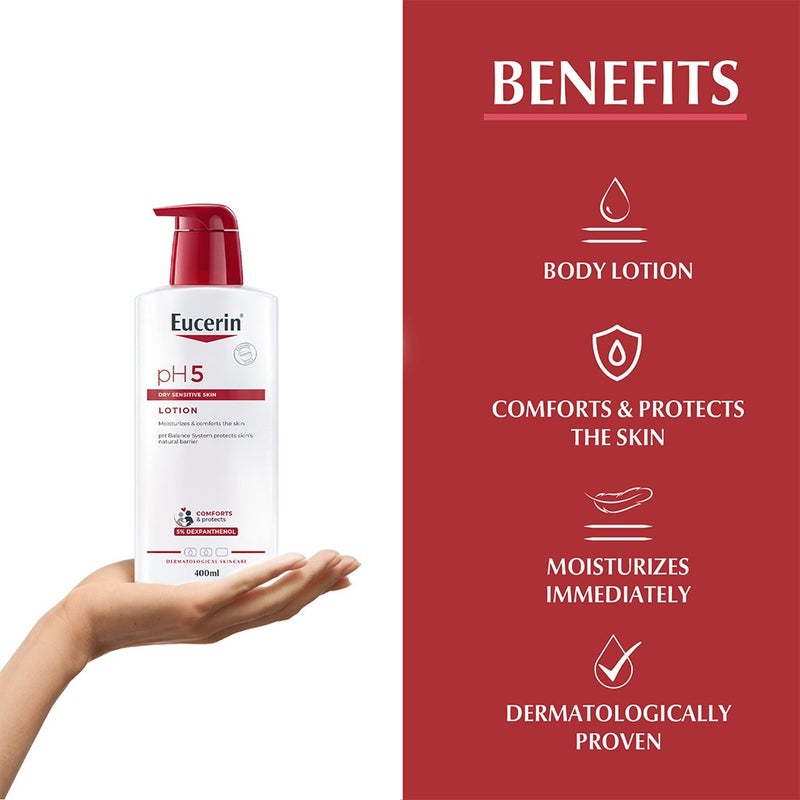 Eucerin pH5 Skin Protection Moisturizing Body Lotion For Allergy-prone, Dry & Sensitive Skin 400ml