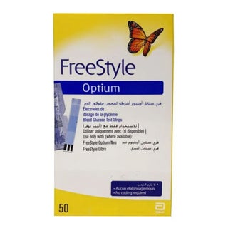 Freestyle Optium Blood Glucose Test Strips 50's