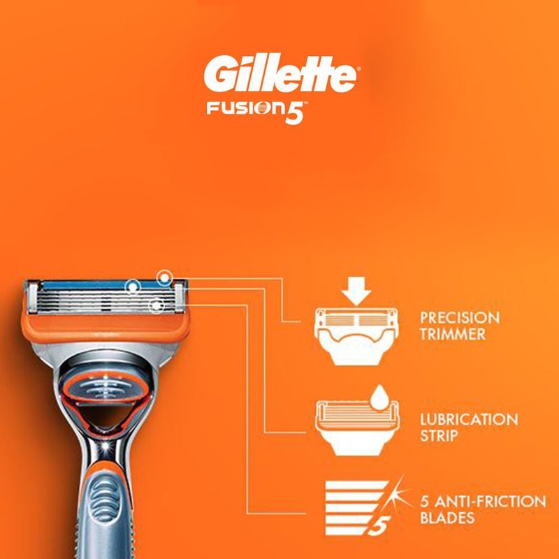 Gillette Fusion 5 Power Razor Blade Refill For Perfect Shave & Beard Shape, Pack of 2's
