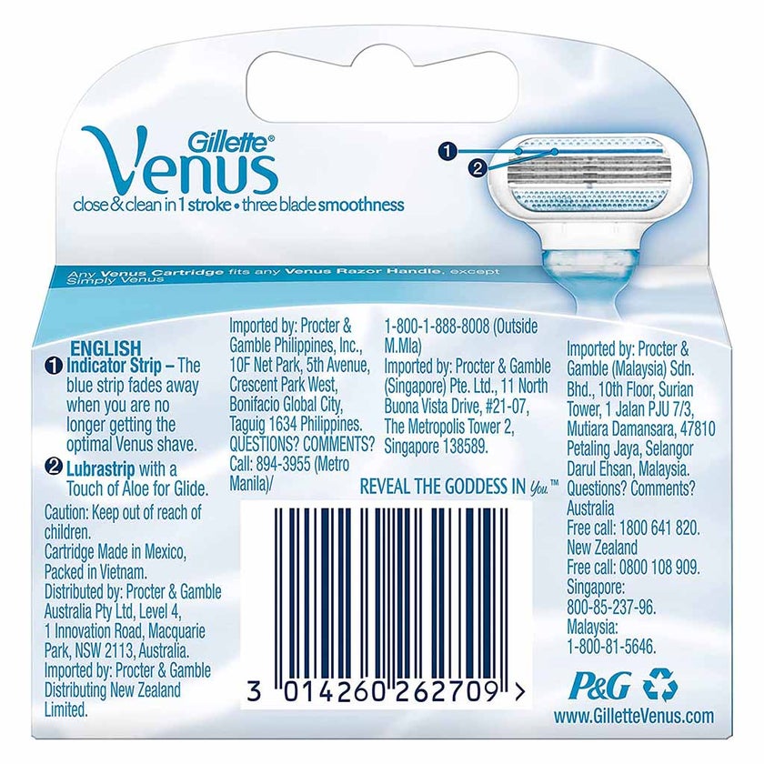 Gillette Venus Passion Close & Clean Women's Razor Blade Refill, Pack of 4's